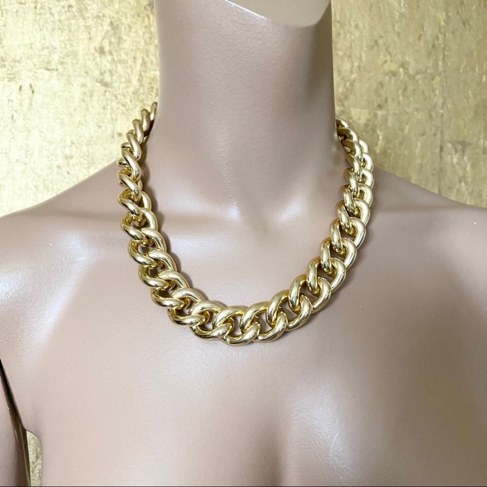 R.J Graziano gold large link statement necklace